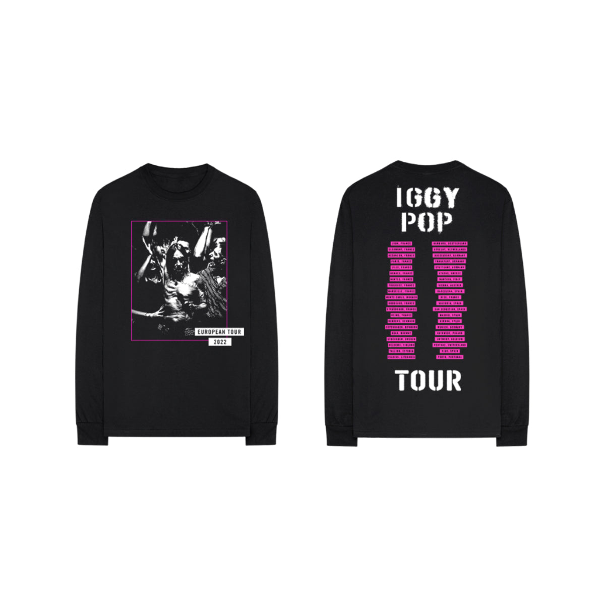 IGGY POP Euro Tour 2022 Black Long-Sleeve Tee