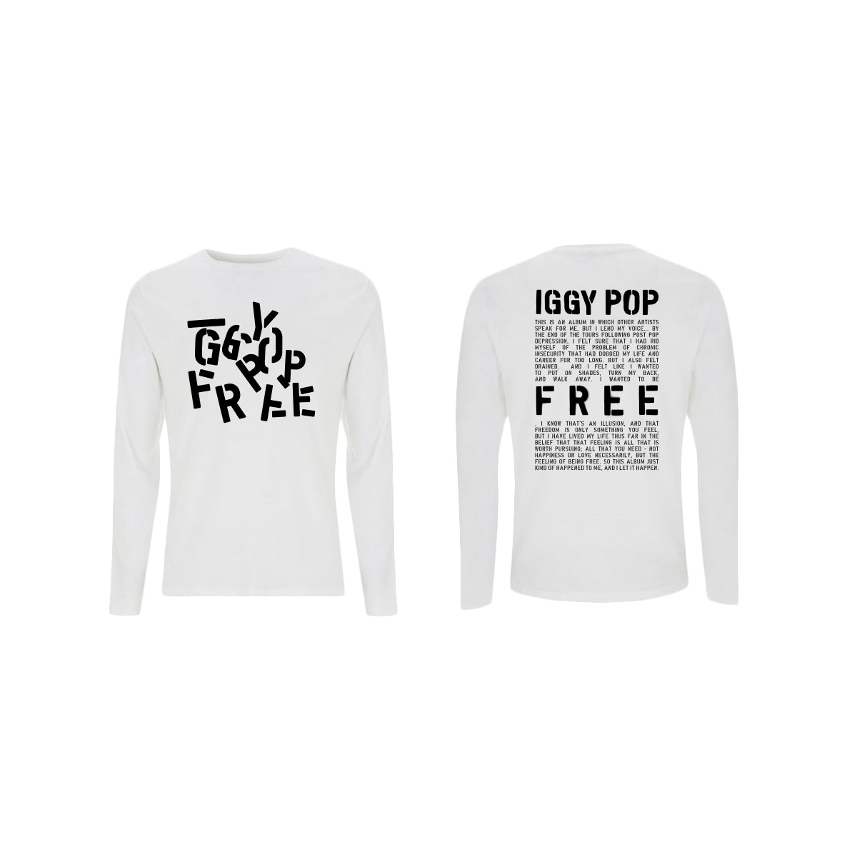 IGGY POP FREE White Long-Sleeve Tee
